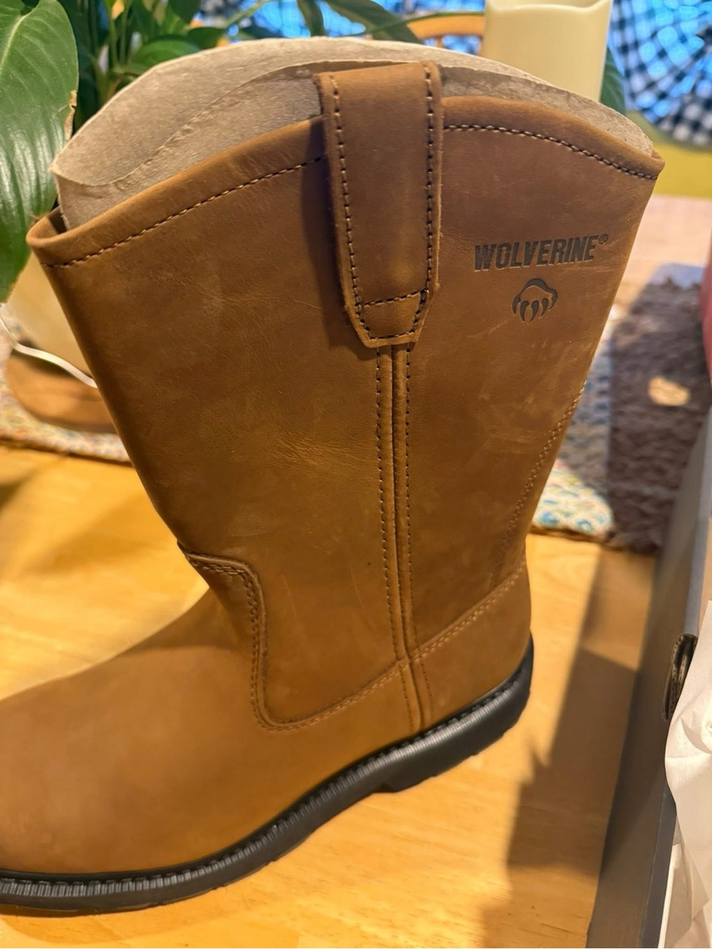 Wolverine Brown Pull-On Cowboy Western Boots - Picture 3 of 4
